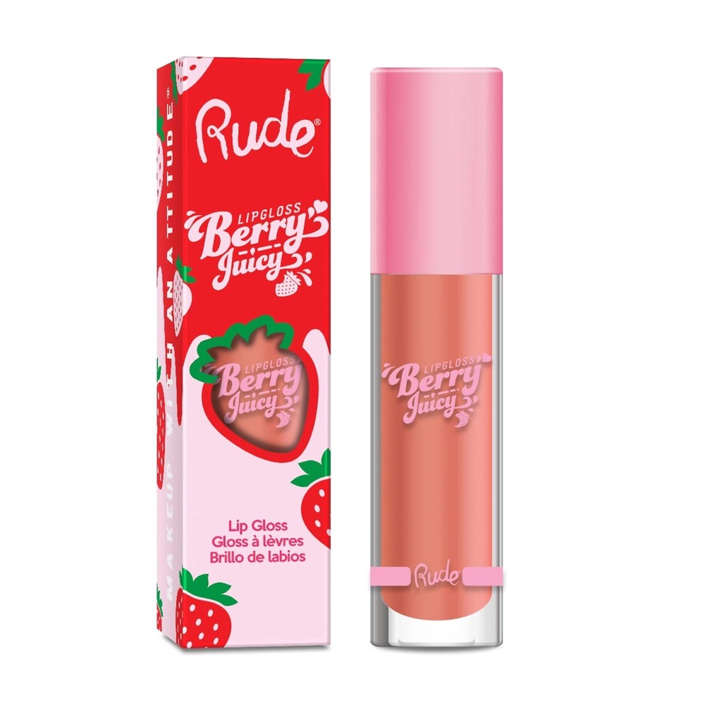 Rude Cosmetics Nudist Berry Juicy Lipgloss- vegan, neutral peach nude, hydrating